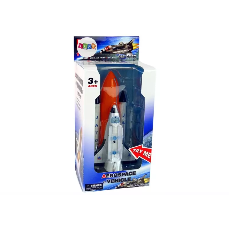 LEAN TOYS cohete espacial con nave de metal - retroceso, efectos de luz y sonido, set de juguete de vehículo aeroespacial