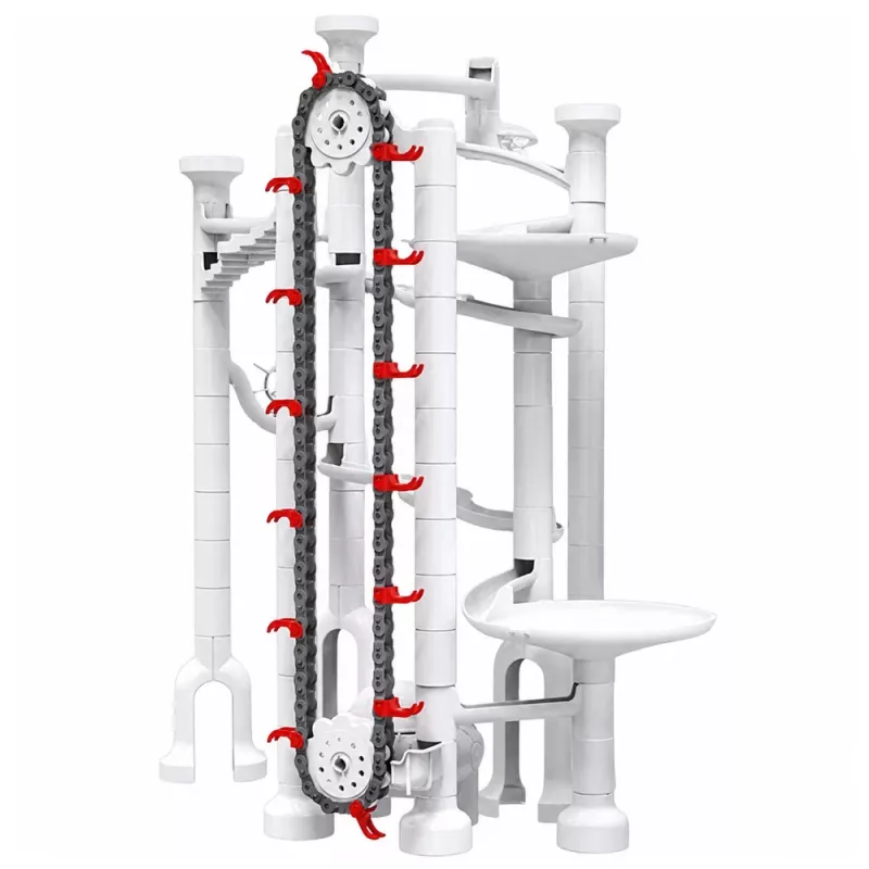 LEAN TOYS Bloques de construcción Space Track 153 piezas - Set 3D de pista de canicas a color con túneles y bolas