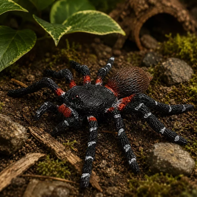 LEAN TOYS Spider Tarantula Figura de goma elástica realista negra 10 cm