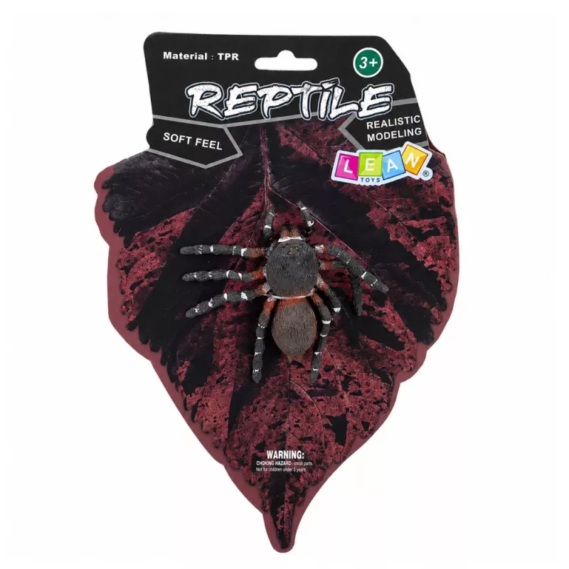 LEAN TOYS Spider Tarantula Figura de goma elástica realista negra 10 cm