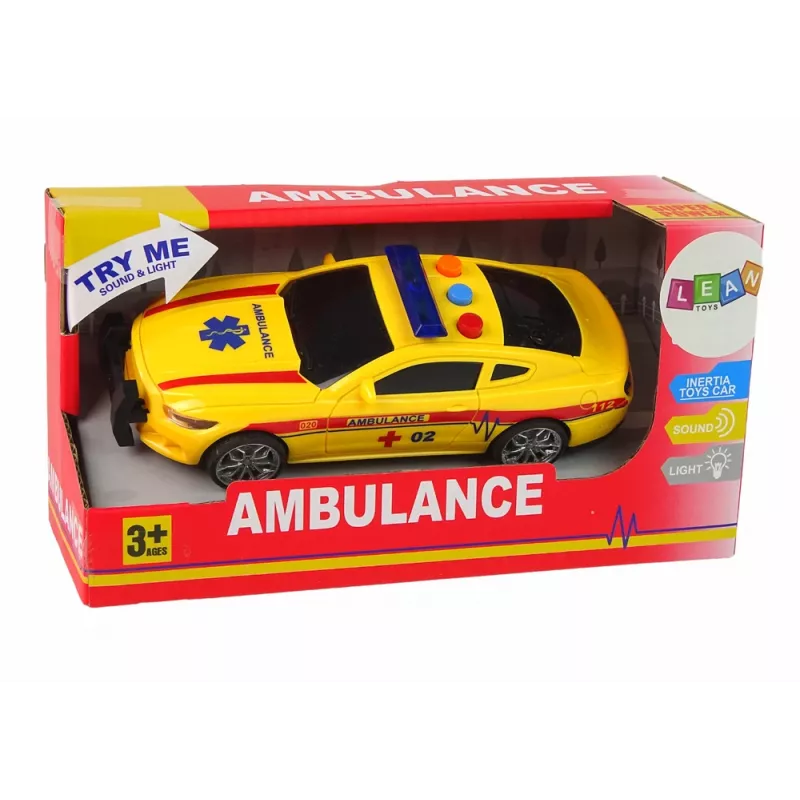 LEAN TOYS Coche deportivo Ambulancia Luces Sonido Amarillo