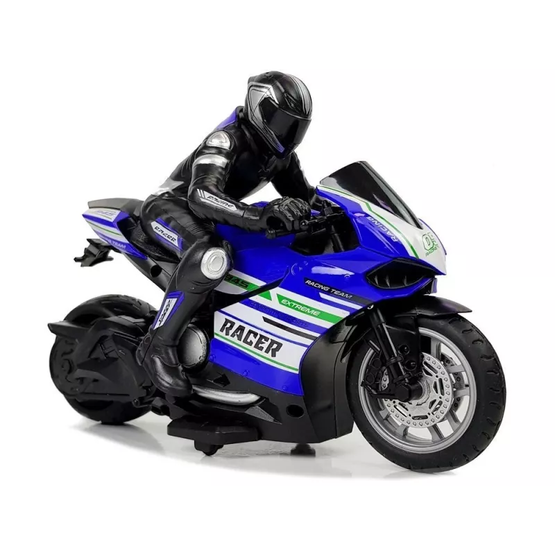 LEAN TOYS Moto deportiva 2.4G con control remoto, alcance 35 m, azul