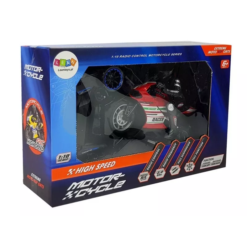LEAN TOYS Moto deportiva 2.4G con control remoto, alcance 35 m, roja