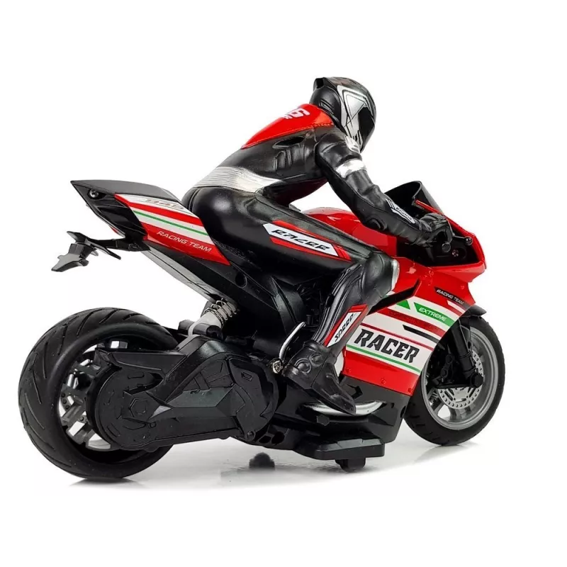 LEAN TOYS Moto deportiva 2.4G con control remoto, alcance 35 m, roja