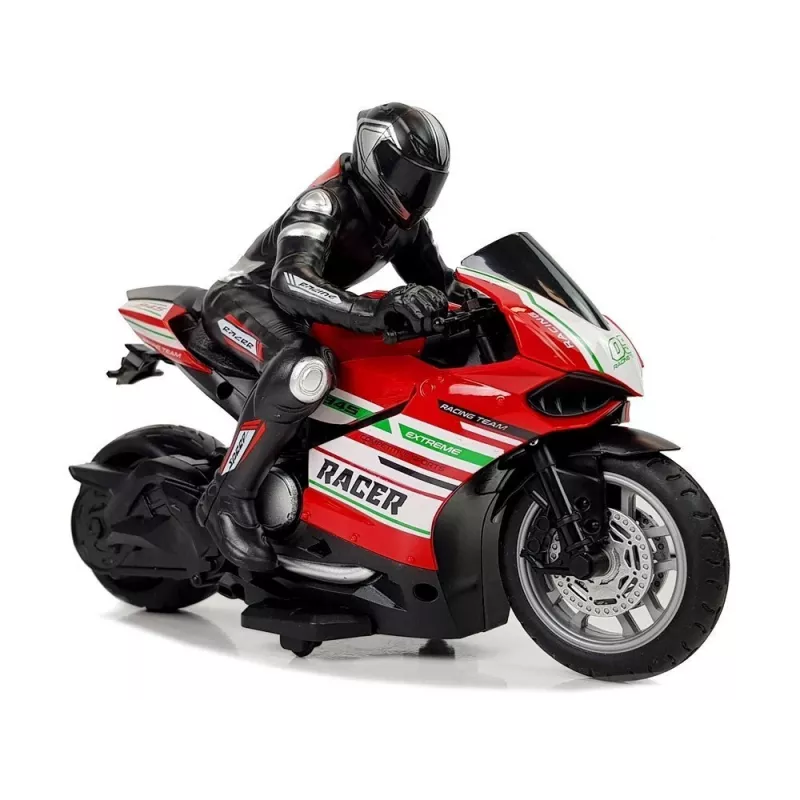 LEAN TOYS Moto deportiva 2.4G con control remoto, alcance 35 m, roja