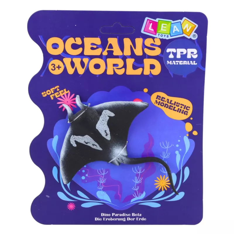 Figura de goma de raya extensible LEAN TOYS pez oceánico realista 13cm