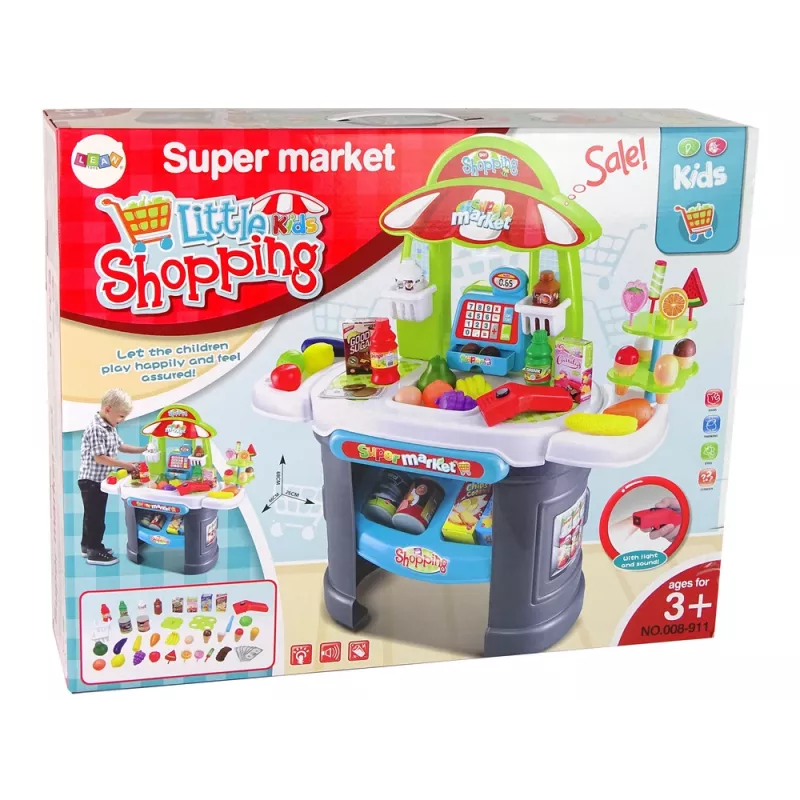 LEAN TOYS Set de supermercado con escáner para niños