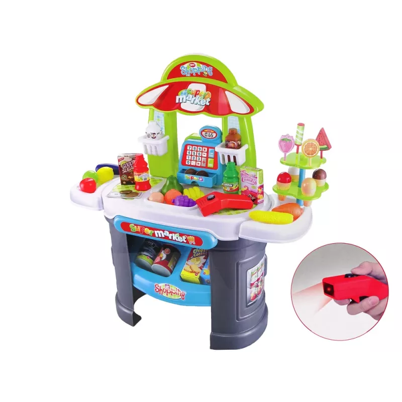 LEAN TOYS Set de supermercado con escáner para niños
