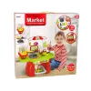 LEAN TOYS Set de supermercado con cesta de la compra, balanza y alimentos