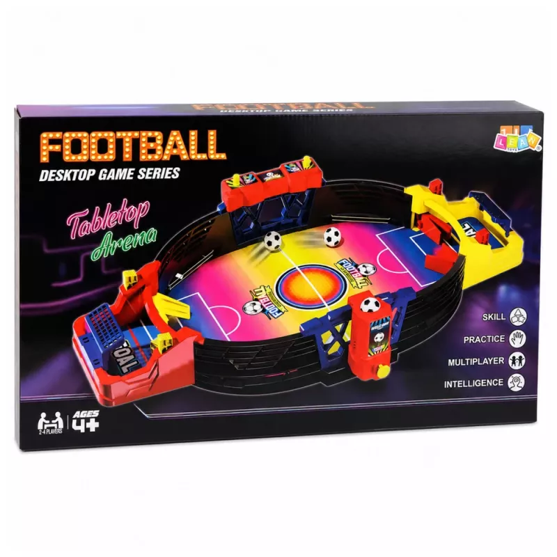 LEAN TOYS futbolín arcade para 2 jugadores – juego de futbolín compacto con 18 jugadores, barras de acero y marcador