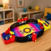 LEAN TOYS futbolín arcade para 2 jugadores – juego de futbolín compacto con 18 jugadores, barras de acero y marcador