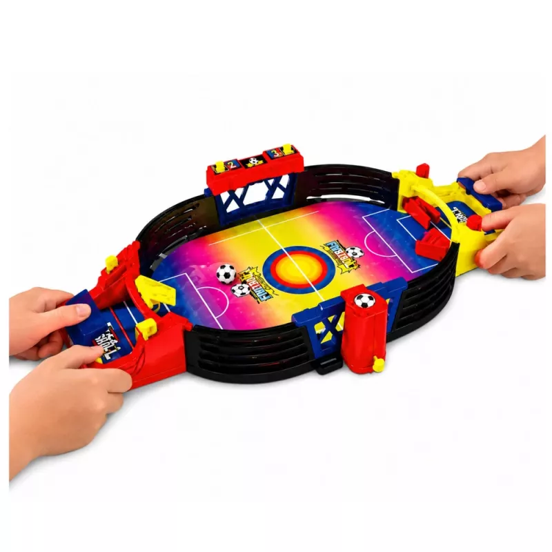 LEAN TOYS futbolín arcade para 2 jugadores – juego de futbolín compacto con 18 jugadores, barras de acero y marcador