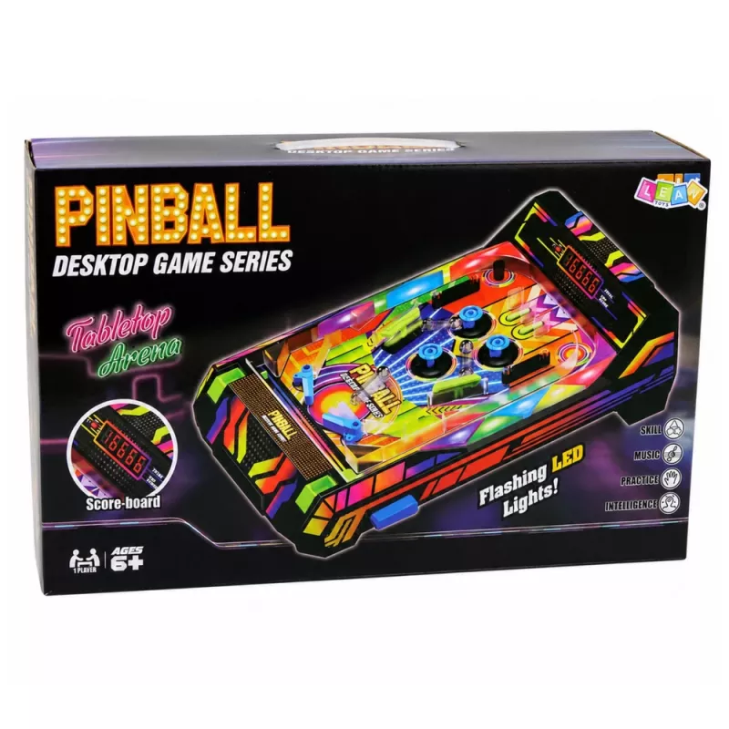 LEAN TOYS Pinball de mesa - Juego de pinball electrónico con marcador LED, sonidos y luces intermitentes - multicolor, 1 jugador, a partir de 6 años