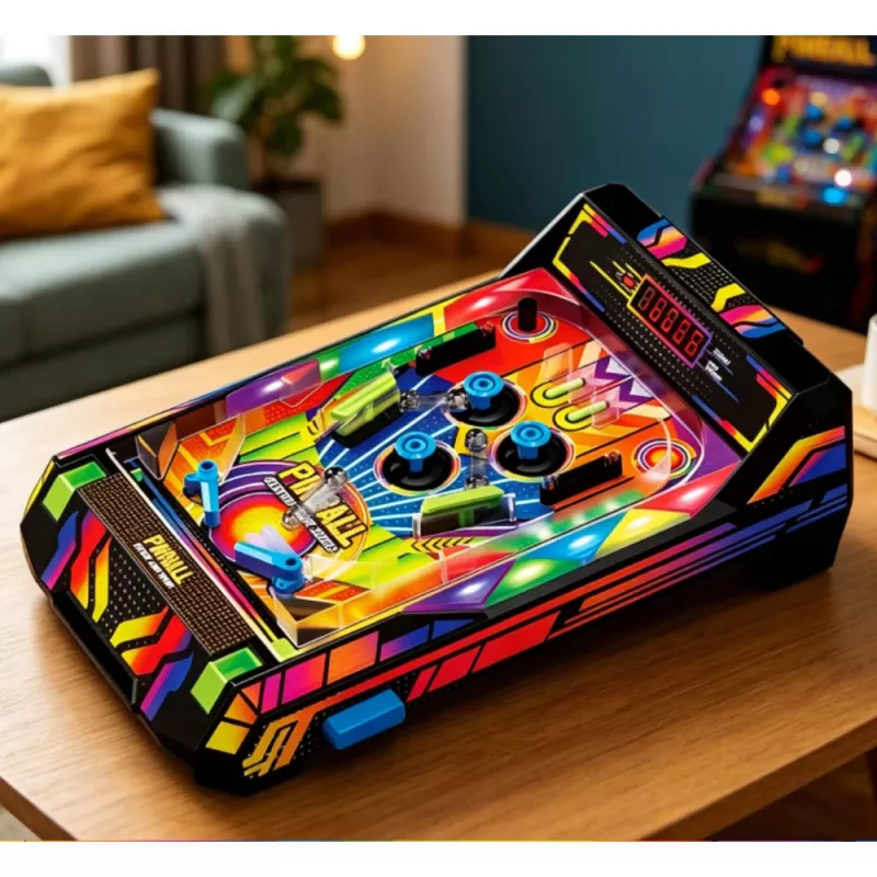LEAN TOYS Pinball de mesa - Juego de pinball electrónico con marcador LED, sonidos y luces intermitentes - multicolor, 1 jugador, a partir de 6 años