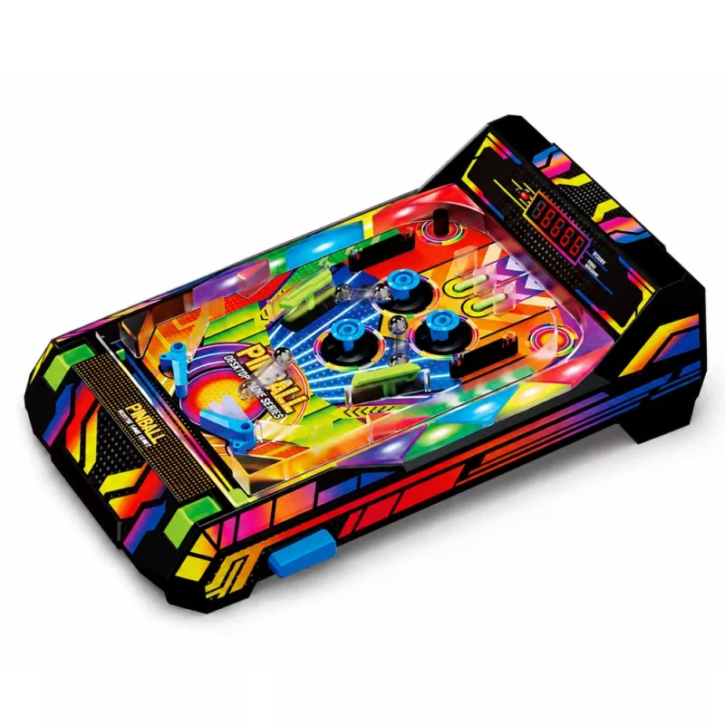 LEAN TOYS Pinball de mesa - Juego de pinball electrónico con marcador LED, sonidos y luces intermitentes - multicolor, 1 jugador, a partir de 6 años