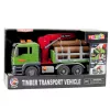 LEAN TOYS Camión de transporte de madera con grúa, troncos, luces y sonidos – Juguete vehículo de construcción