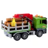 LEAN TOYS Camión de transporte de madera con grúa, troncos, luces y sonidos – Juguete vehículo de construcción