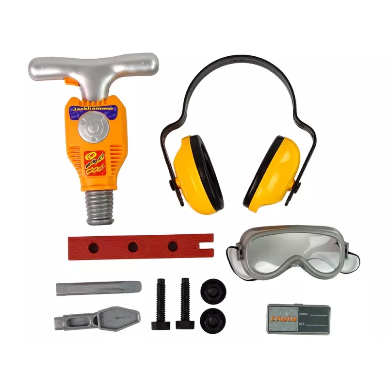 LEAN TOYS Set de herramientas para el pequeño constructor – martillo neumático