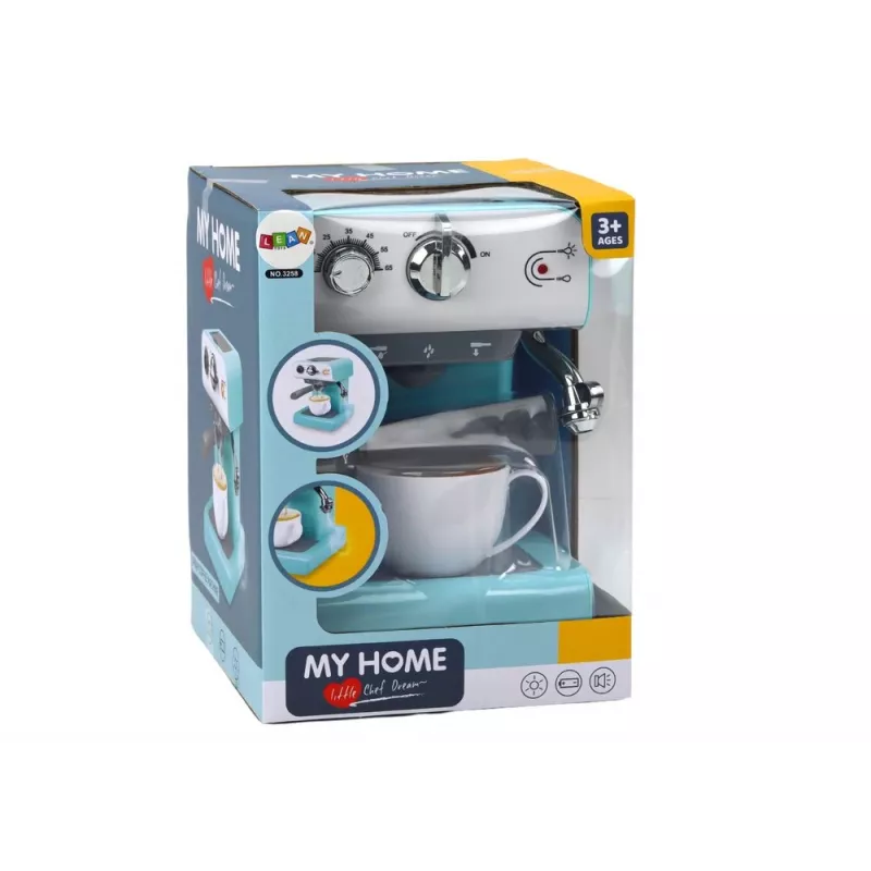 LEAN TOYS Cafetera de juguete electrodoméstico agua vapor turquesa