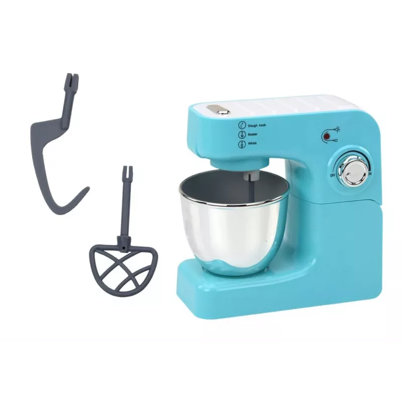 LEAN TOYS Robot de cocina planetario de juguete con 3 accesorios intercambiables, turquesa