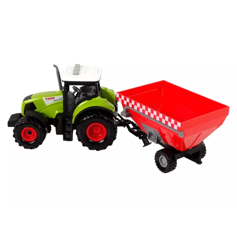 LEAN TOYS Tractor de granja con remolque de grano desmontable sonido verde