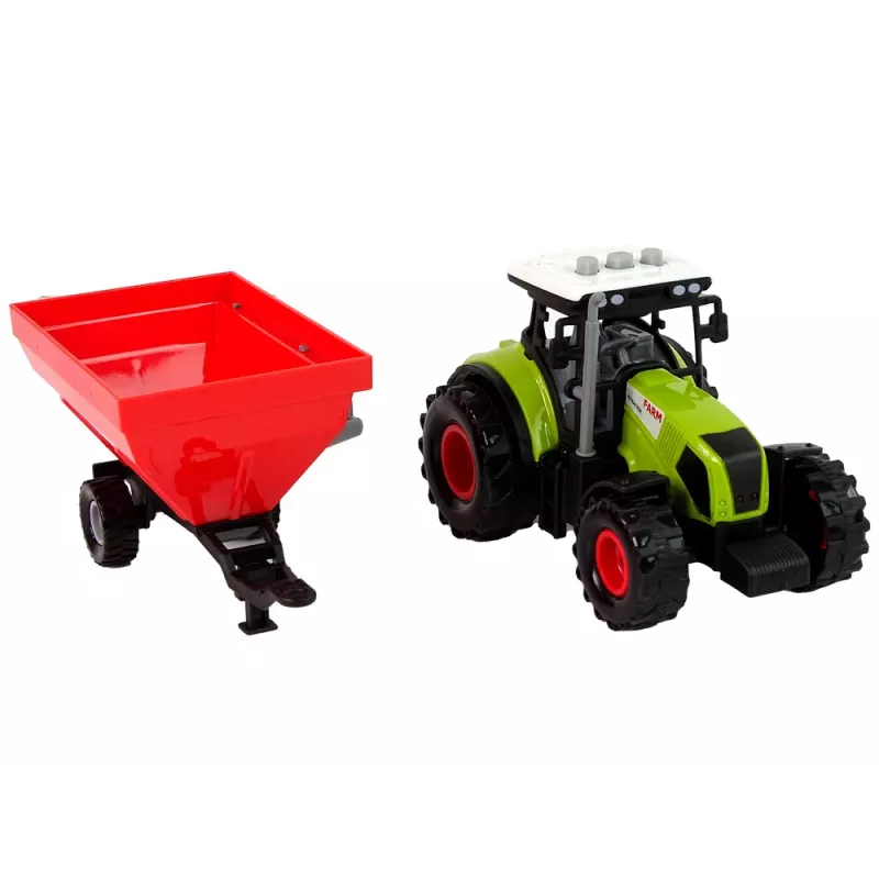 LEAN TOYS Tractor de granja con remolque de grano desmontable sonido verde