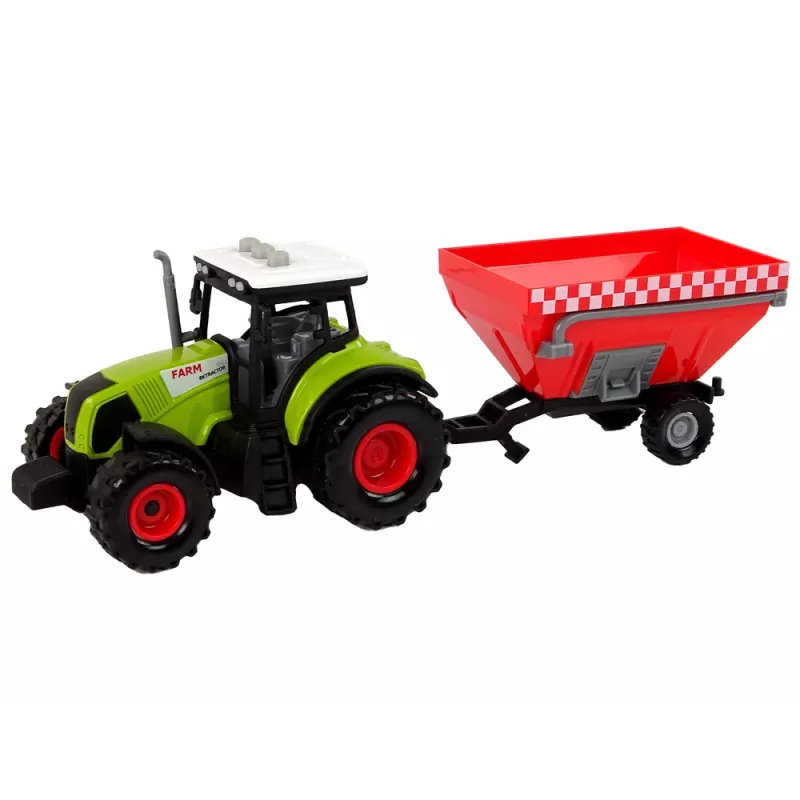 LEAN TOYS Tractor de granja con remolque de grano desmontable sonido verde