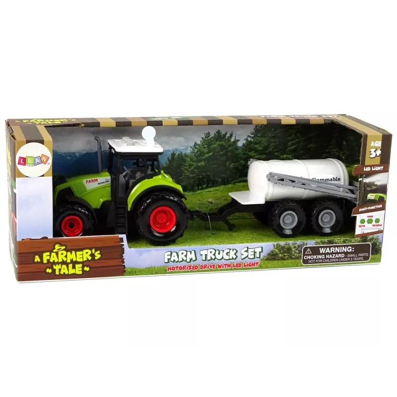 LEAN TOYS Tractor para niños con remolque coche de granja