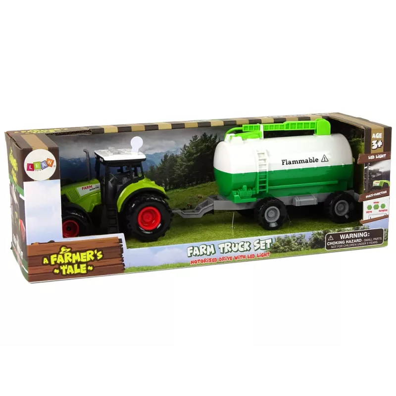 LEAN TOYS Tractor para niños con remolque cisterna de granja