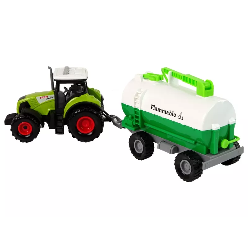 LEAN TOYS Tractor para niños con remolque cisterna de granja