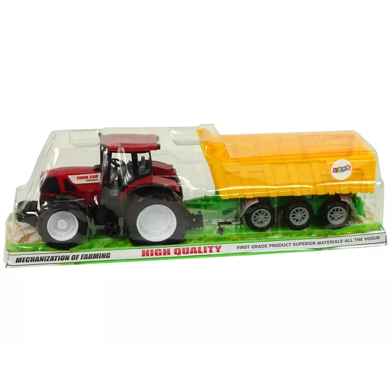 LEAN TOYS Tractor volquete rojo tractor amarillo 50 cm