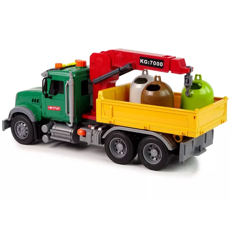 LEAN TOYS Camión grúa transporte contenedor de basura sonido