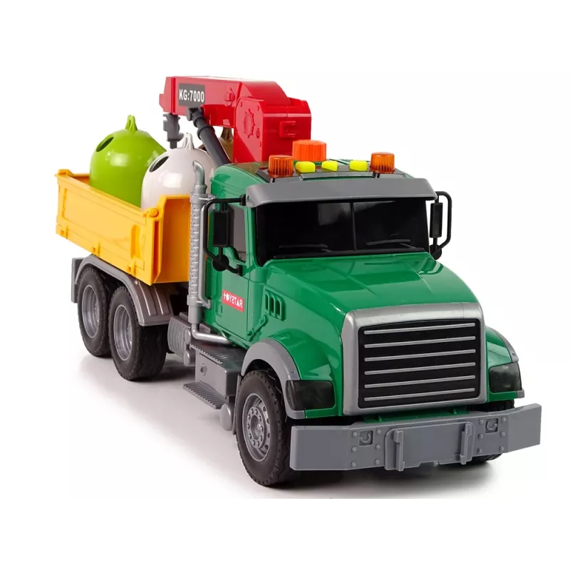 LEAN TOYS Camión grúa transporte contenedor de basura sonido