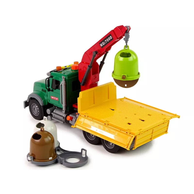 LEAN TOYS Camión grúa transporte contenedor de basura sonido