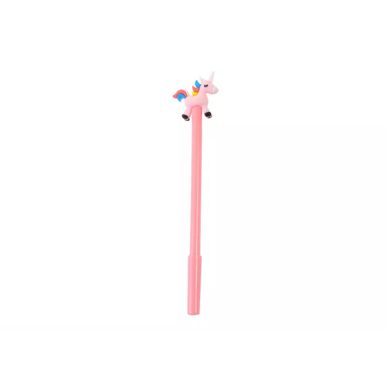 LEAN TOYS Bolígrafo unicornio capuchón negro recambio mix blanco rosa 0,5mm