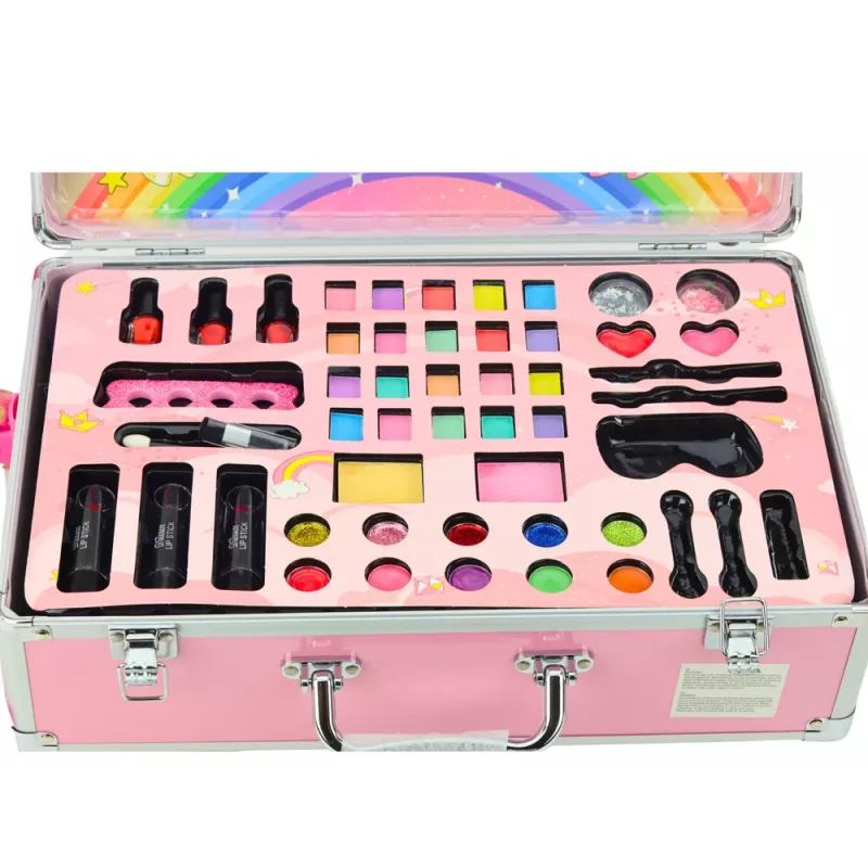 LEAN TOYS maleta con ruedas unicornio rosa set de belleza