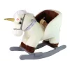 LEAN TOYS Caballo balancín unicornio para niños pequeños blanco beige