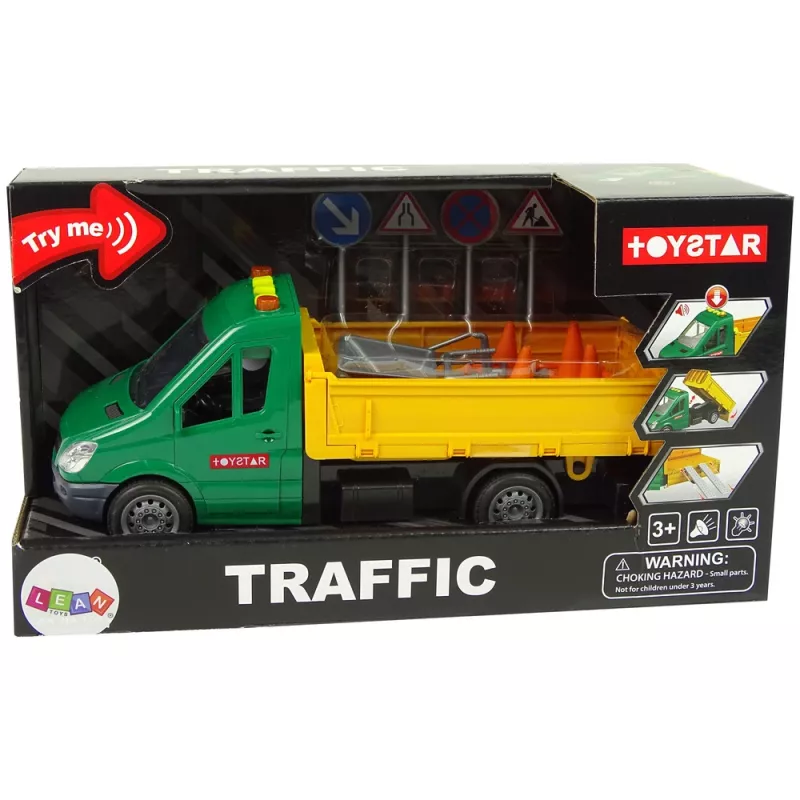 LEAN TOYS Vehículo coche de carretera volquete propulsión por fricción accesorio de carretera sonido