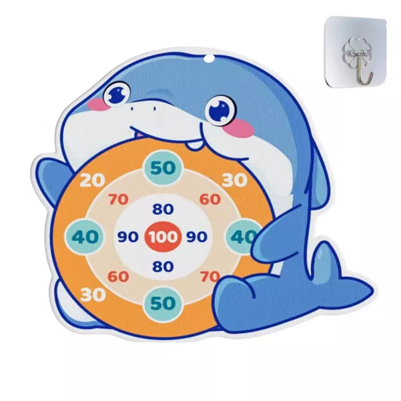 LEAN TOYS Pistola de bolas con velcro con diana de tela ballena azul