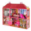 LEAN TOYS Villa casa de muñecas grande 6 habitaciones muebles accesorios 128 piezas