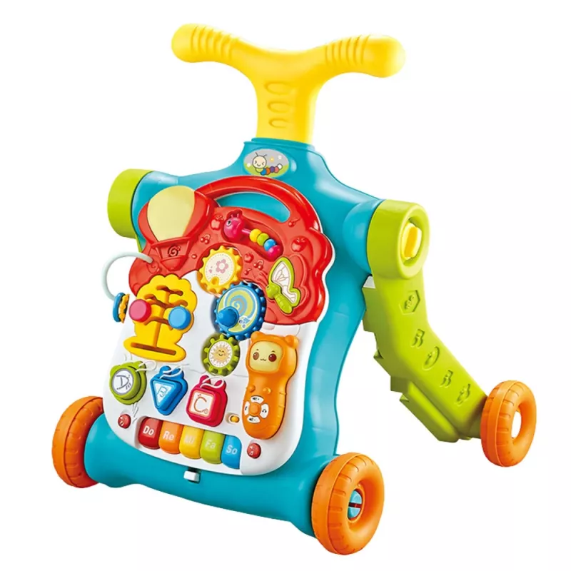LEAN TOYS Andador empujador con correpasillos Mesa educativa Panel interactivo 5 en 1 Multicolor