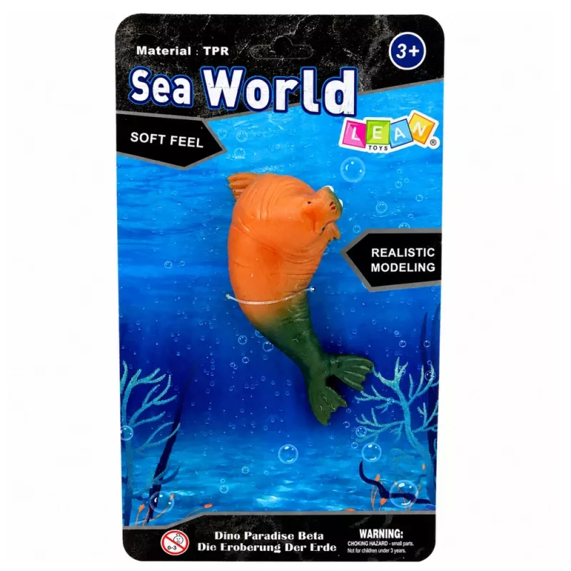 LEAN TOYS Figura de goma de morsa estirable realista mamífero marino 13 cm