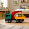 LEAN TOYS Camión de recogida de basura con grúa, contenedores, fricción, luz y sonido