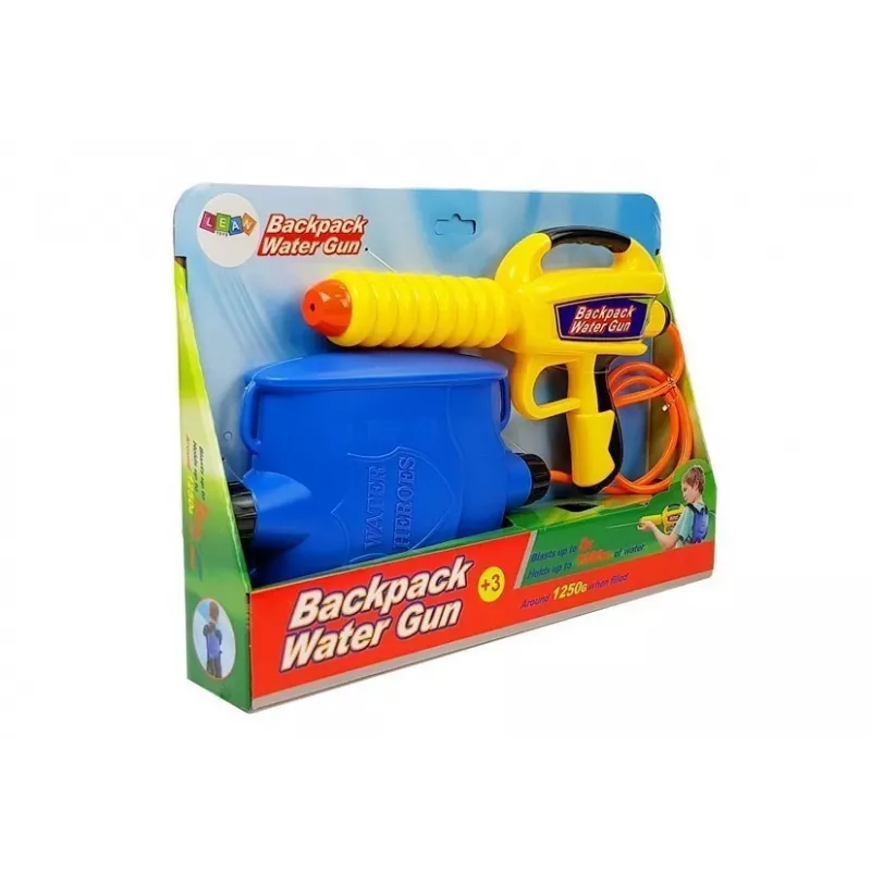 LEAN TOYS Pistola de agua con depósito de 1080 ml amarillo-azul
