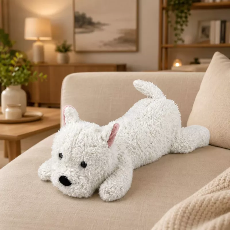 LEAN TOYS perro de peluche West Highland White Terrier mascota de peluche, blanco, 40 cm