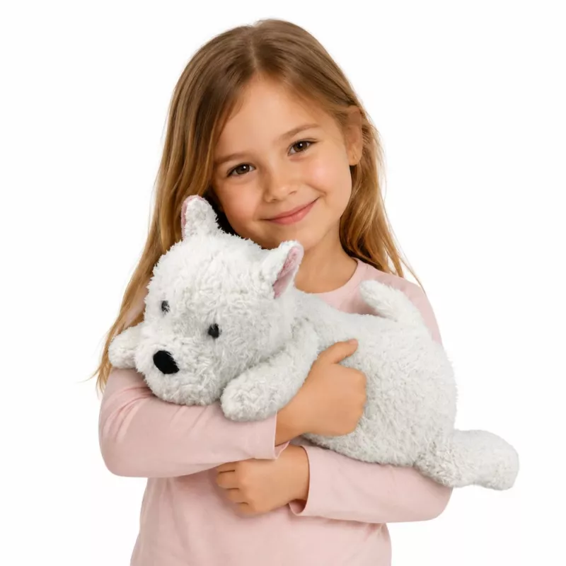 LEAN TOYS perro de peluche West Highland White Terrier mascota de peluche, blanco, 40 cm
