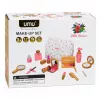 LEAN TOYS Set de belleza de madera para niñas con bolsa de cosmética blanca, 17 piezas