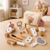 LEAN TOYS Set de belleza de madera maquillaje bolsa de cosmética accesorios 16 uds.