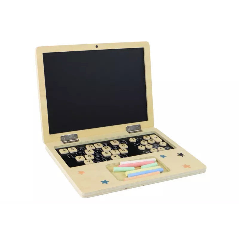LEAN TOYS Laptop de madera con pizarra y tiza