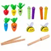 LEAN TOYS Juego magnético de zanahoria y lombriz de madera con palo